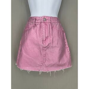 Wild Fable Skirt Womens 0 Pink Denim Mini Metallic Shine Stretch Grunge Party